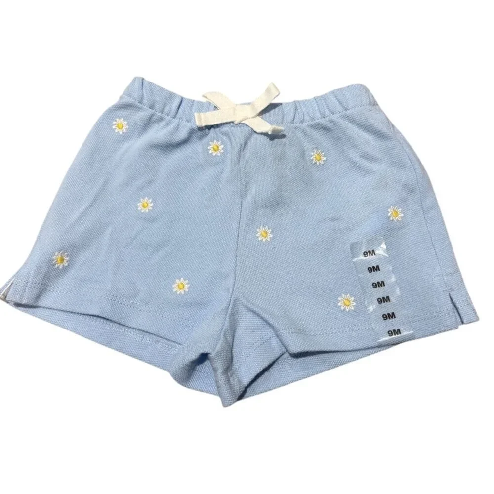 Ralph Lauren Infant Blue Daisy Shorts Blue White Size 9M NWT